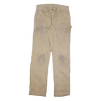 CARHARTT Mens Regular Fit Beige Cotton Blend Trousers W33 L34 Workwear Zip