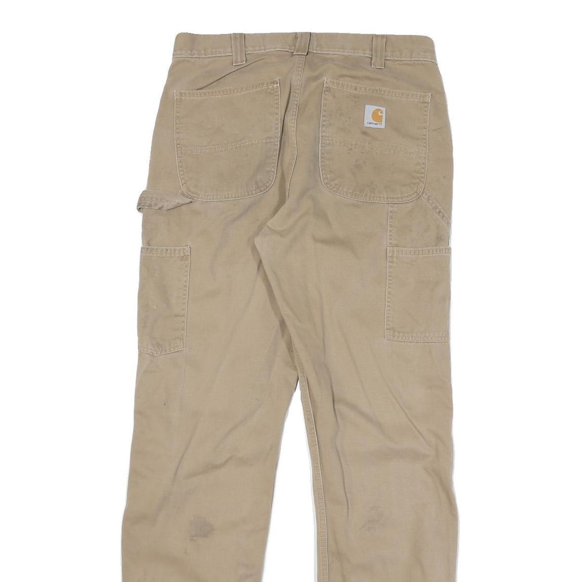 CARHARTT Mens Regular Fit Beige Cotton Blend Trousers W33 L34 Workwear Zip