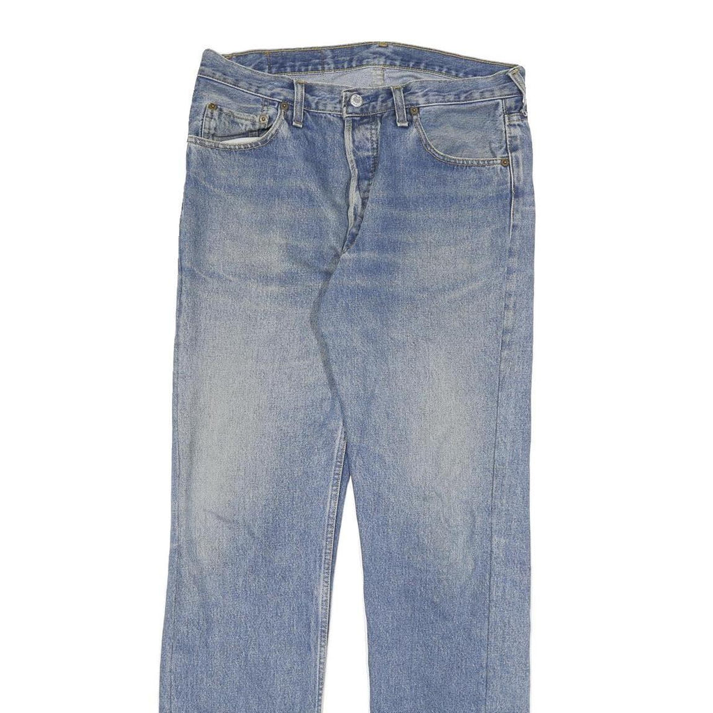 LEVI'S 501 Mens Jeans Blue Regular Straight Denim Light W32 L33 Button Fastening