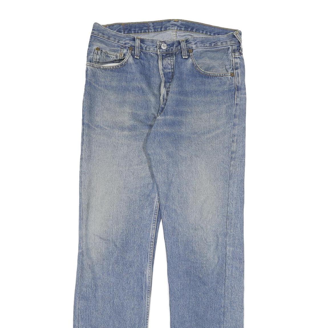 LEVI'S 501 Mens Jeans Blue Regular Straight Denim Light W32 L33 Button Fastening