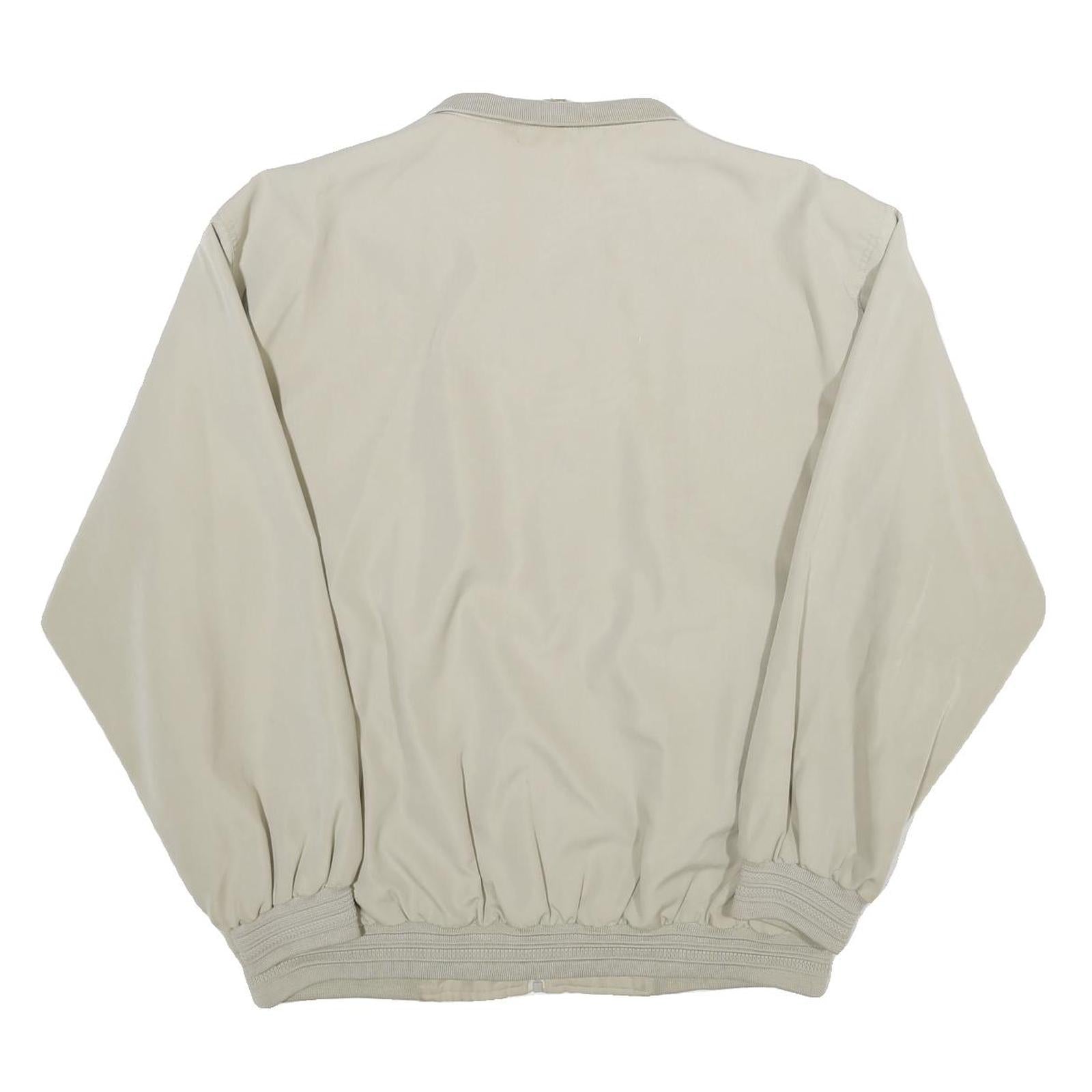 EPOCHE Mens Cream Bomber Jacket L Polyester Plain Zip Closure Casual Lightweight
