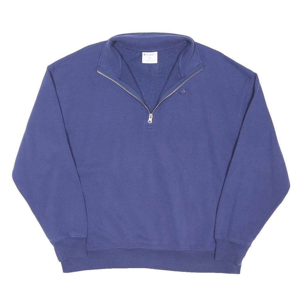 CHAMPION Mens Blue Plain Cotton Blend Pullover Crew Neck Jumper M Casual