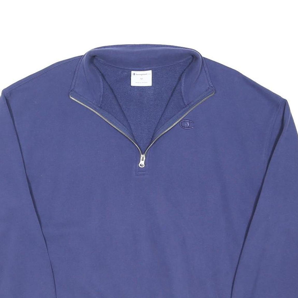 CHAMPION Mens Blue Plain Cotton Blend Pullover Crew Neck Jumper M Casual