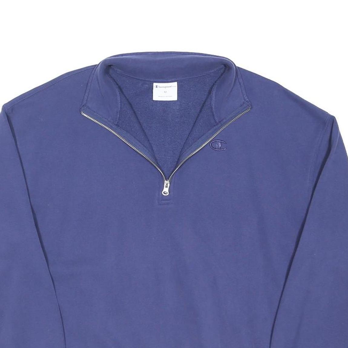 CHAMPION Mens Blue Plain Cotton Blend Pullover Crew Neck Jumper M Casual