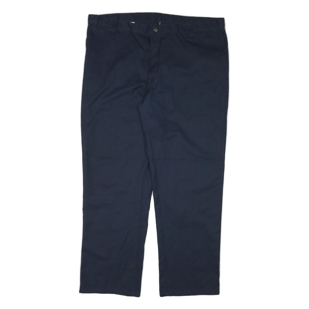 DICKIES Mens Cotton Blend Navy Regular Straight Trousers W44 L31 Workwear Zip