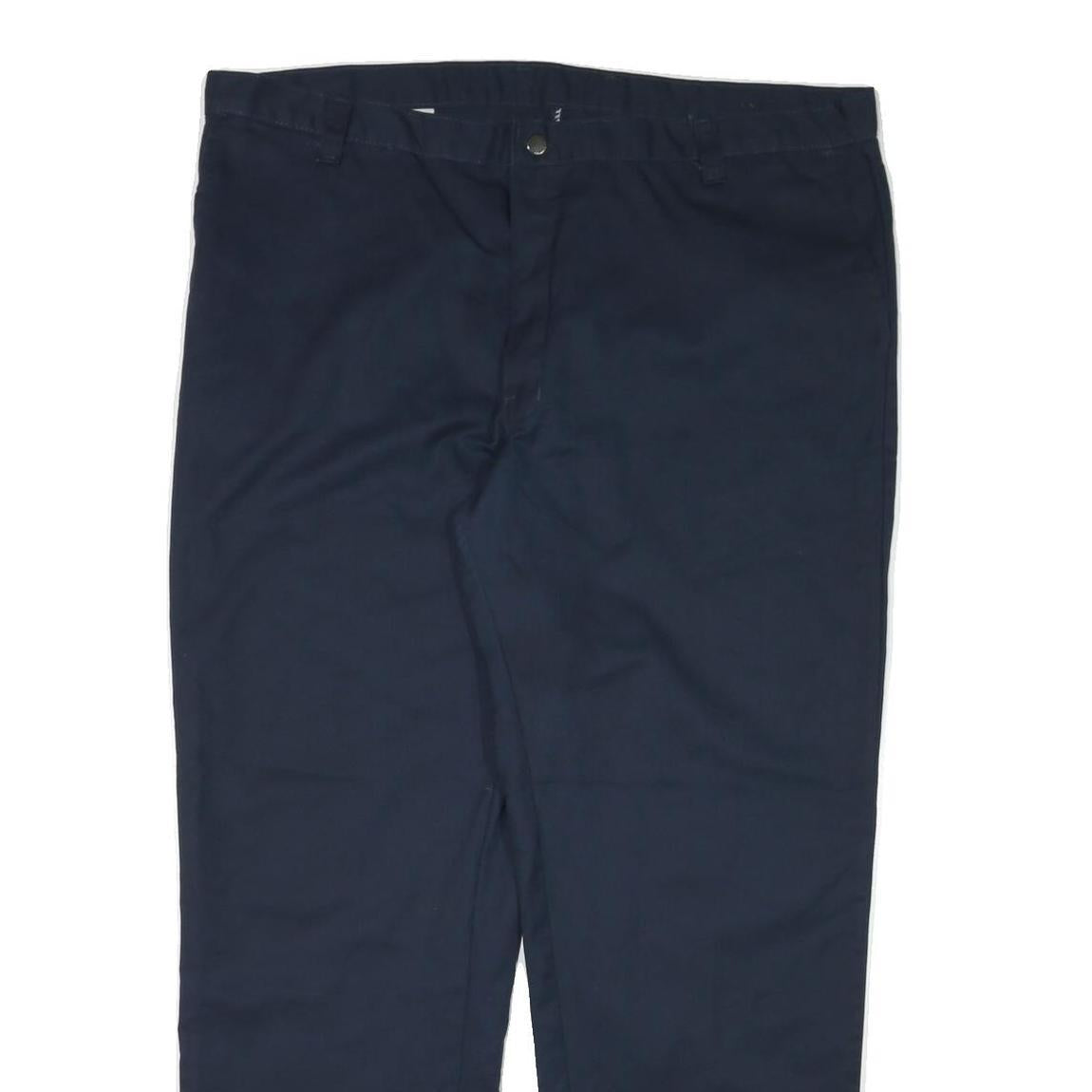 DICKIES Mens Cotton Blend Navy Regular Straight Trousers W44 L31 Workwear Zip