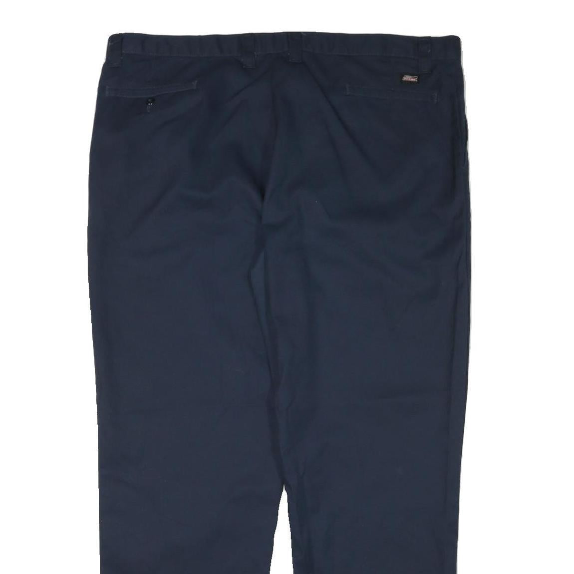 DICKIES Mens Cotton Blend Navy Regular Straight Trousers W44 L31 Workwear Zip