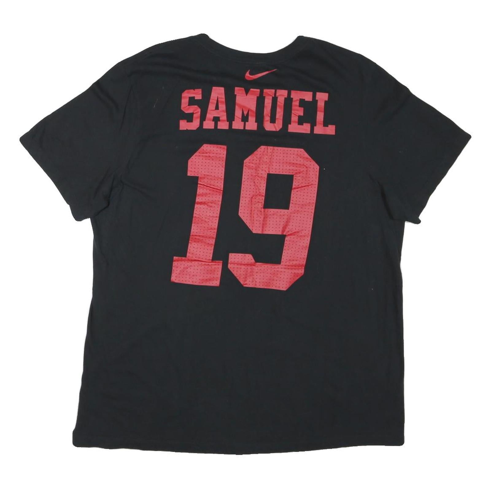 NIKE Mens Black Red Football Shirt XL Short Sleeve Crew Neck Samuel 19 Print