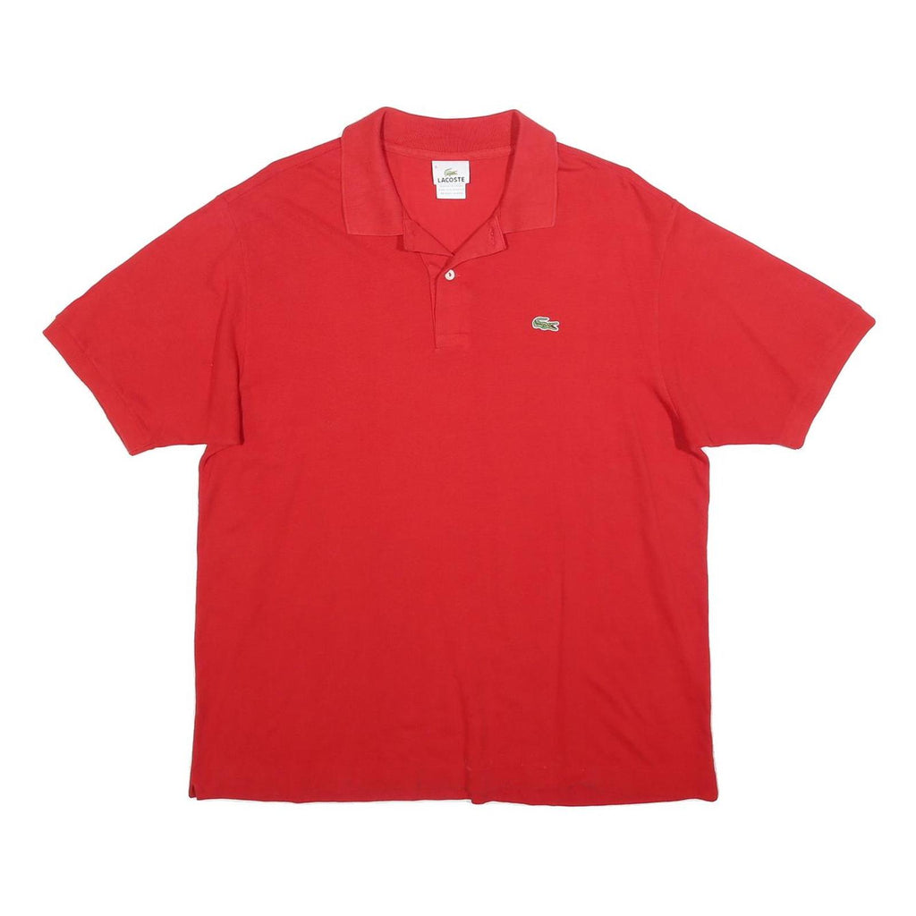 LACOSTE Mens Red Short Sleeve Plain Polo Shirt XL Classic Cotton Blend