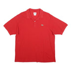 LACOSTE Mens Red Short Sleeve Plain Polo Shirt XL Classic Cotton Blend