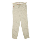 TOMMY HILFIGER Womens Cotton Blend Beige Slim Straight Trousers W28 L31 Braided