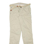 TOMMY HILFIGER Womens Cotton Blend Beige Slim Straight Trousers W28 L31 Braided