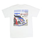 GILDAN Mens White Porsche 250 Graphic T-Shirt M Short Sleeve Crew Neck Racing