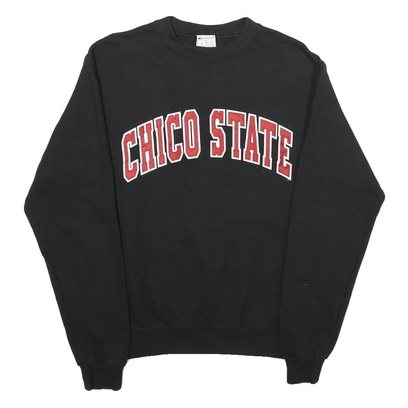 CHAMPION Mens Black Chico State Crew Neck S Cotton Blend Casual Sweatshirt