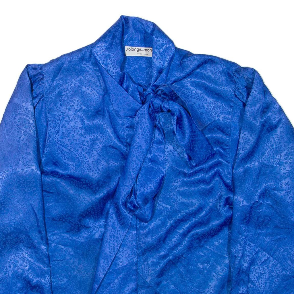 SOLANGE MONDOR Womens Printed Blouse Blue High Neck Long Sleeve Paisley M