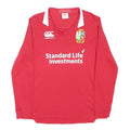 CANTERBURY Womens Red British Lions Rugby Shirt L Long Sleeve Collar