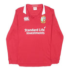 CANTERBURY Womens Red British Lions Rugby Shirt L Long Sleeve Collar