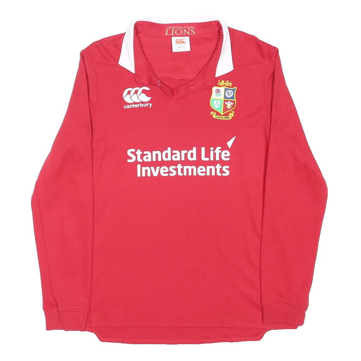 CANTERBURY Womens Red British Lions Rugby Shirt L Long Sleeve Collar