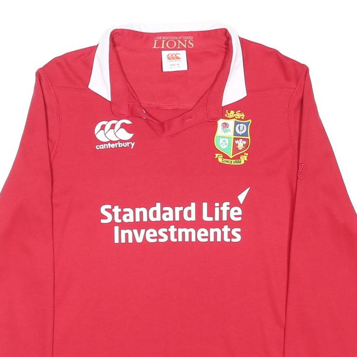CANTERBURY Womens Red British Lions Rugby Shirt L Long Sleeve Collar