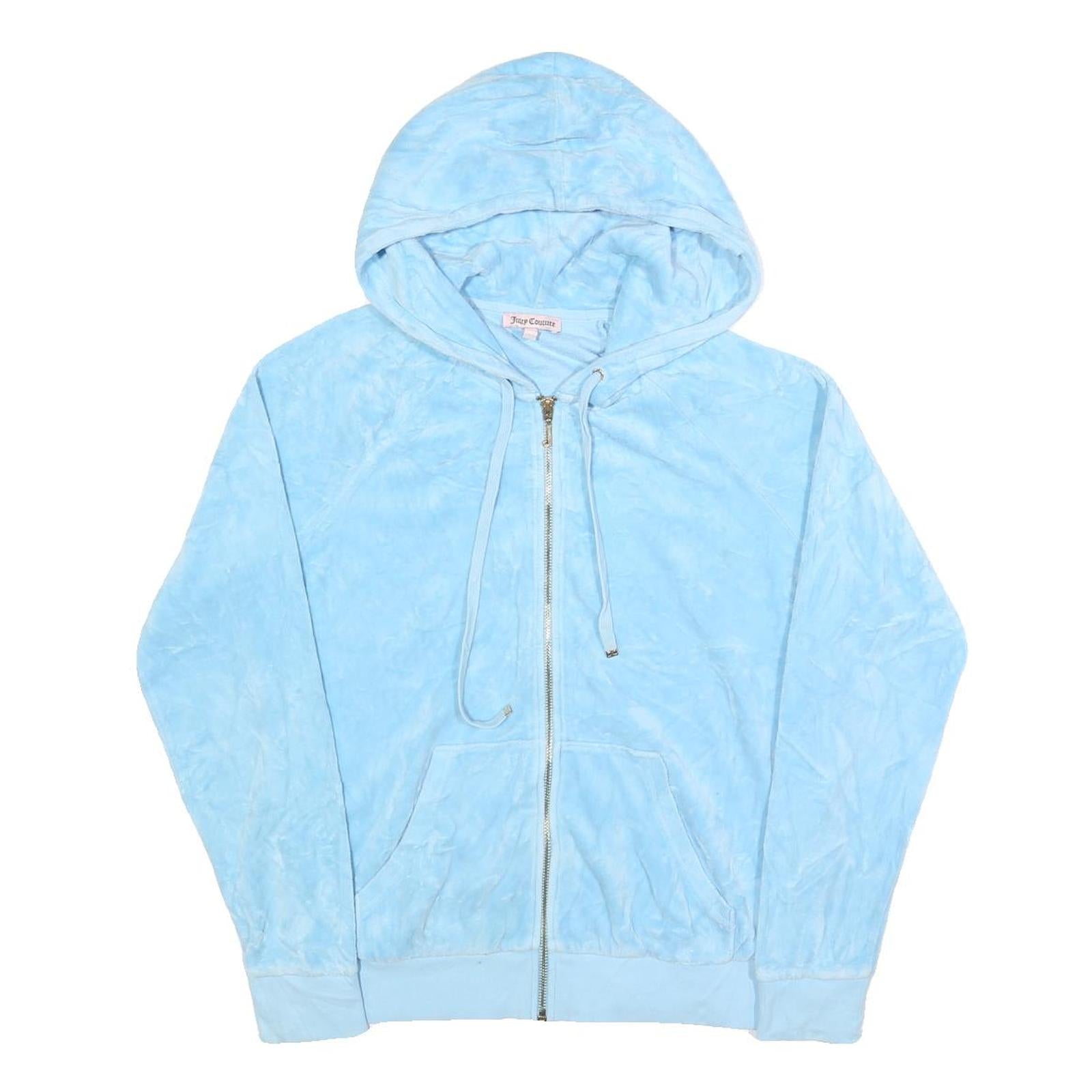 JUICY COUTURE Womens Blue Zip Up Hoodie S Soft Cotton Blend Casual