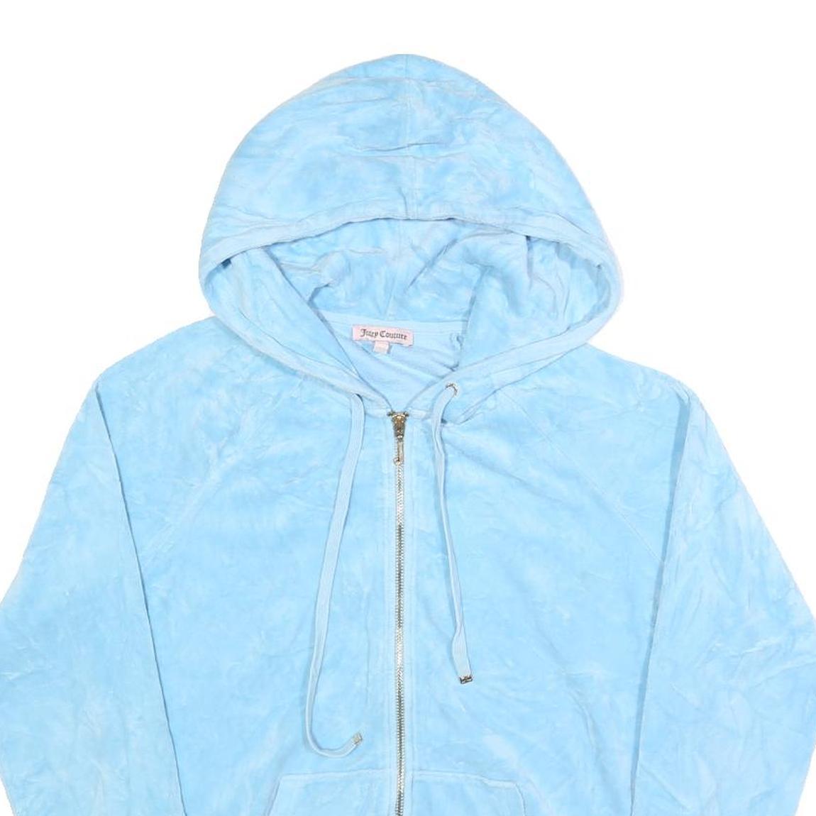 JUICY COUTURE Womens Blue Zip Up Hoodie S Soft Cotton Blend Casual