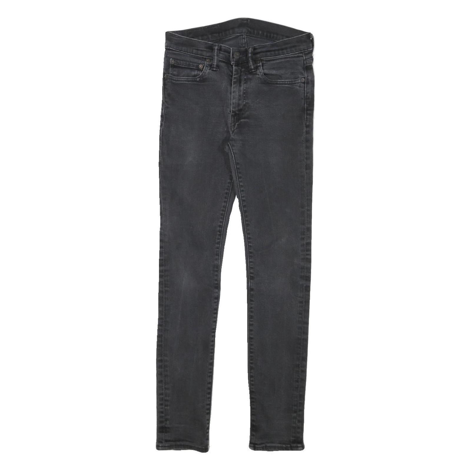 LEVI'S Mens Slim Black Denim Jeans W26 L29 Cotton Blend Zip Pockets