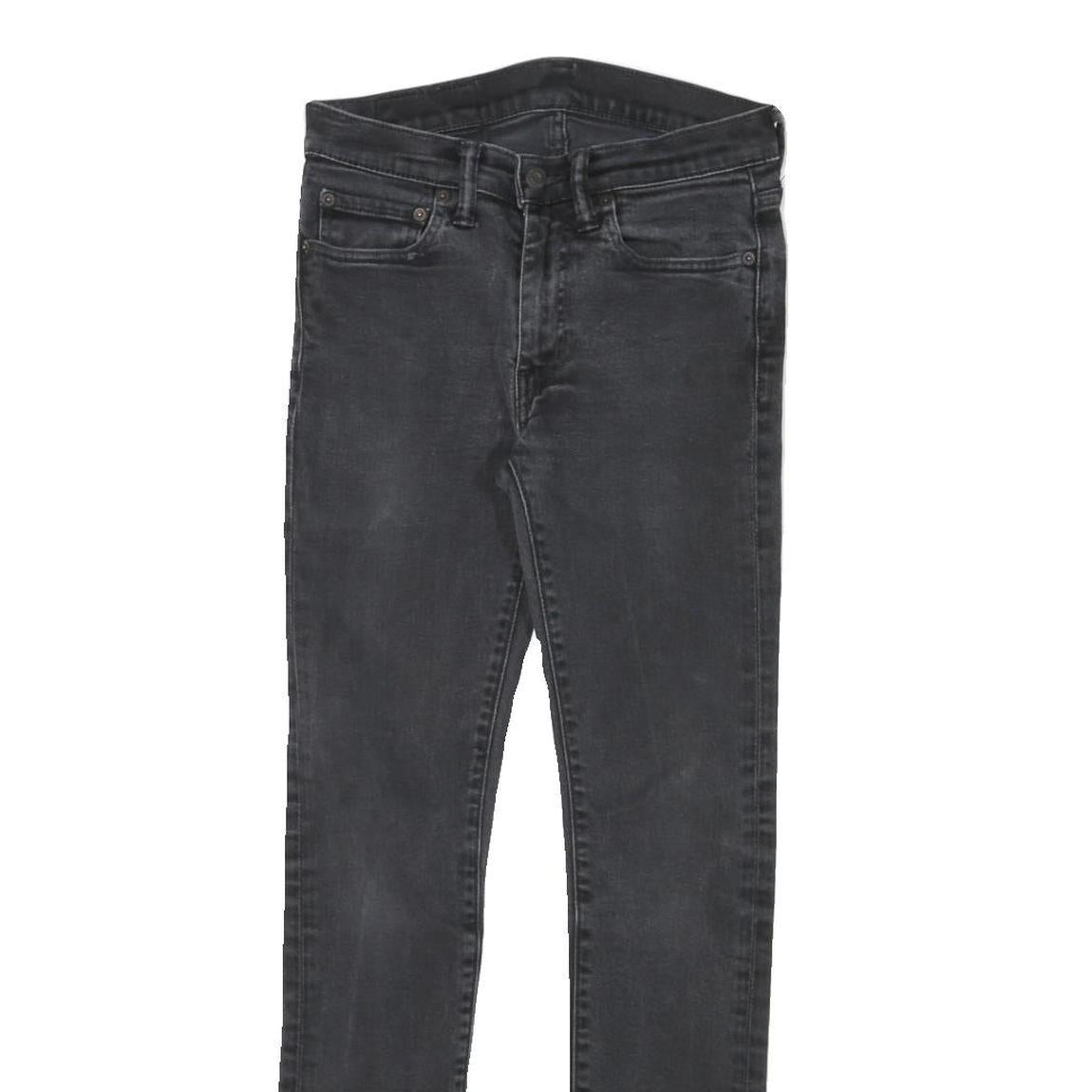 LEVI'S Mens Slim Black Denim Jeans W26 L29 Cotton Blend Zip Pockets