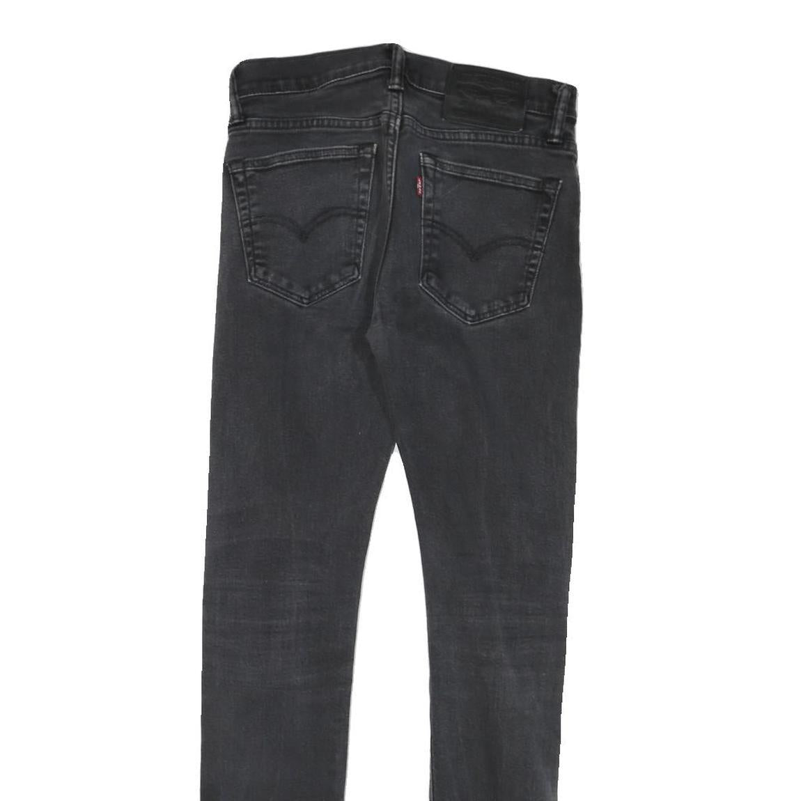 LEVI'S Mens Slim Black Denim Jeans W26 L29 Cotton Blend Zip Pockets