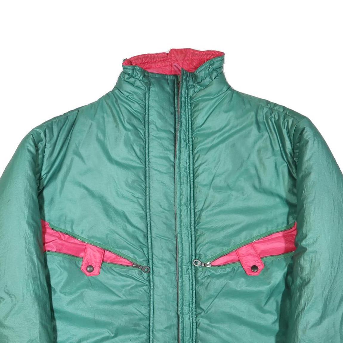 100 SKI Mens Green & Pink Ski Jacket XL Polyester Blend Zip Plain Warm Layering