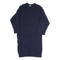 LACOSTE Womens Navy Blue Cotton Blend Cable Knit Midi Dress Long Sleeve L