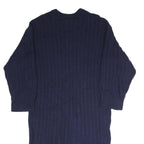 LACOSTE Womens Navy Blue Cotton Blend Cable Knit Midi Dress Long Sleeve L