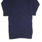 LACOSTE Womens Navy Blue Cotton Blend Cable Knit Midi Dress Long Sleeve L