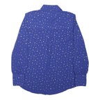 M&S Womens Blue Printed Long Sleeve Collared Shirt UK 10 Cotton Blend