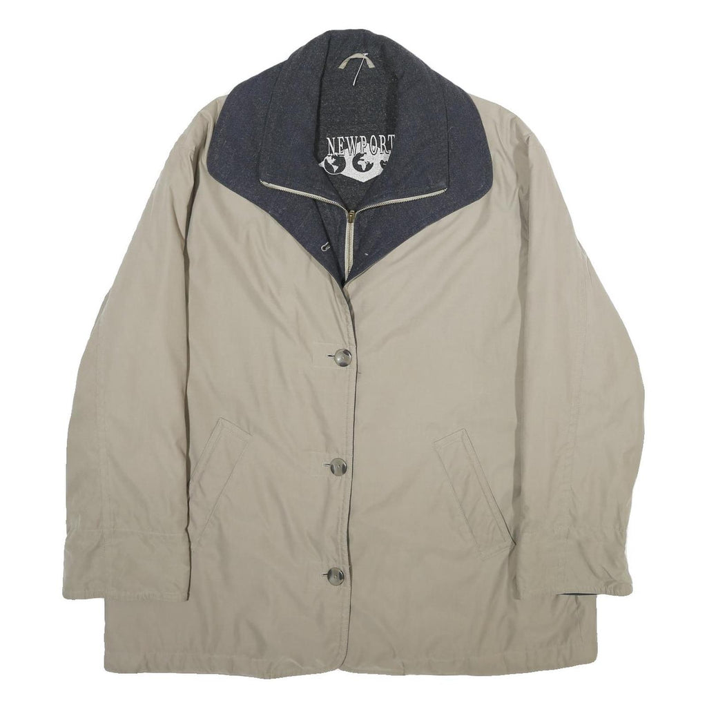 NEWPORT Womens Beige Wool Blend Jacket UK 18 Zip Classic Collar Plain