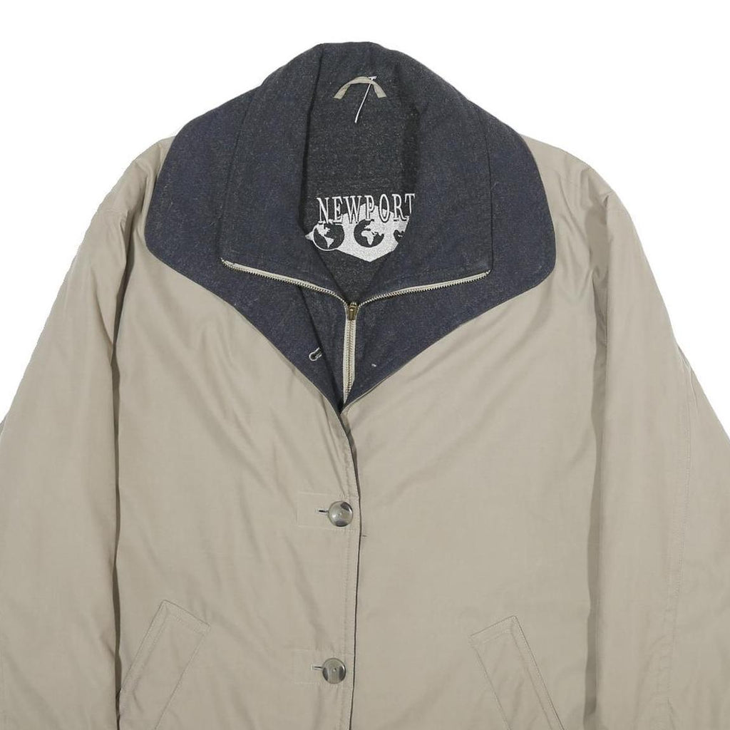NEWPORT Womens Beige Wool Blend Jacket UK 18 Zip Classic Collar Plain