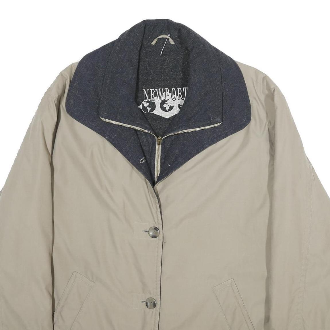 NEWPORT Womens Beige Wool Blend Jacket UK 18 Zip Classic Collar Plain