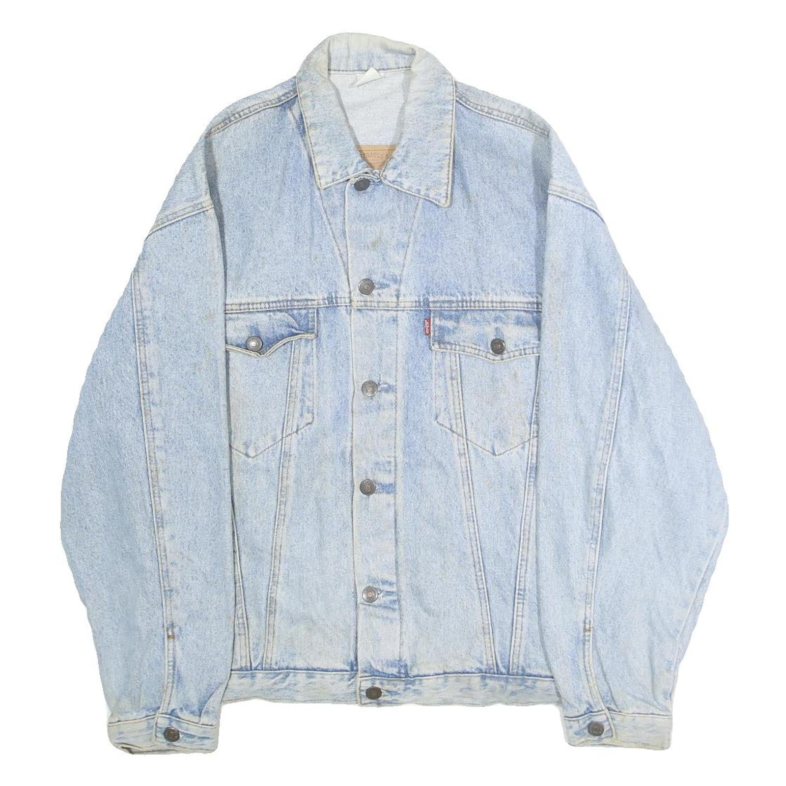 LEVI'S Mens Light Blue Denim Jacket L Cotton Button Closure Classic Fit