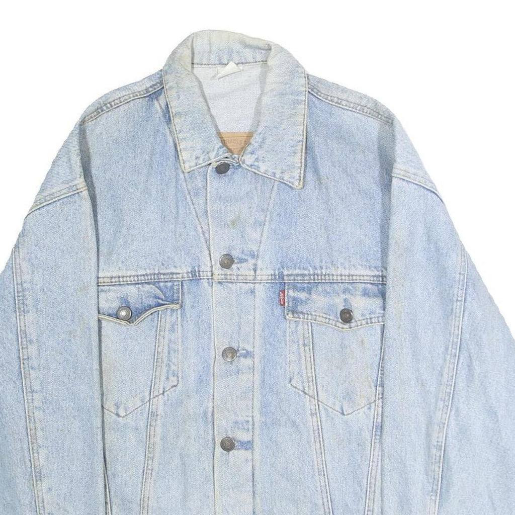 LEVI'S Mens Light Blue Denim Jacket L Cotton Button Closure Classic Fit