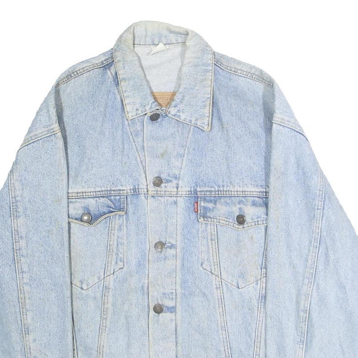 LEVI'S Mens Light Blue Denim Jacket L Cotton Button Closure Classic Fit