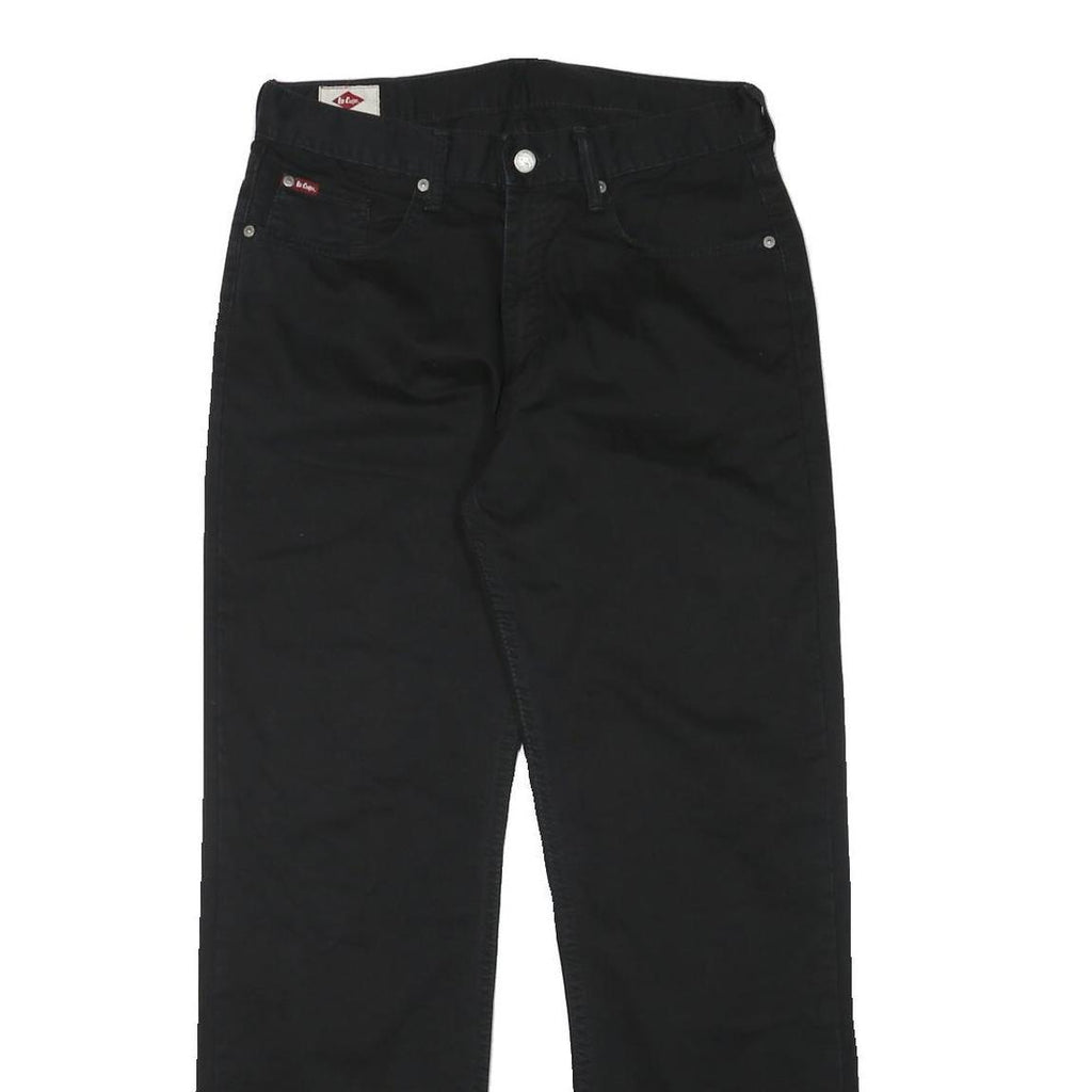 LEE COOPER Mens Cotton Blend Black Regular Straight Trousers W31 L30 Classic Zip