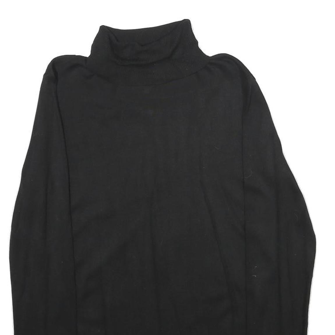 H&M Womens Black Plain Turtleneck Regular Knit Jumper Size S Lightweight
