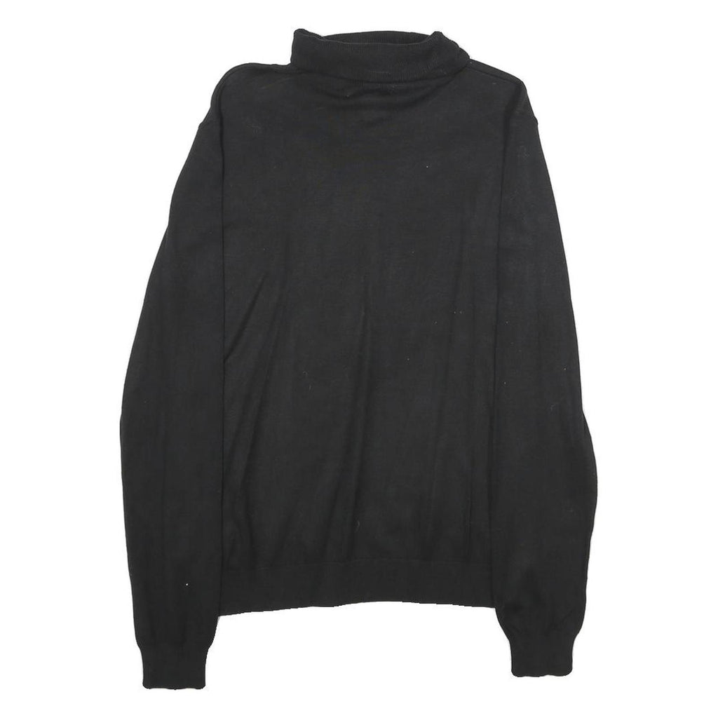 H&M Womens Black Plain Turtleneck Regular Knit Jumper Size S Lightweight
