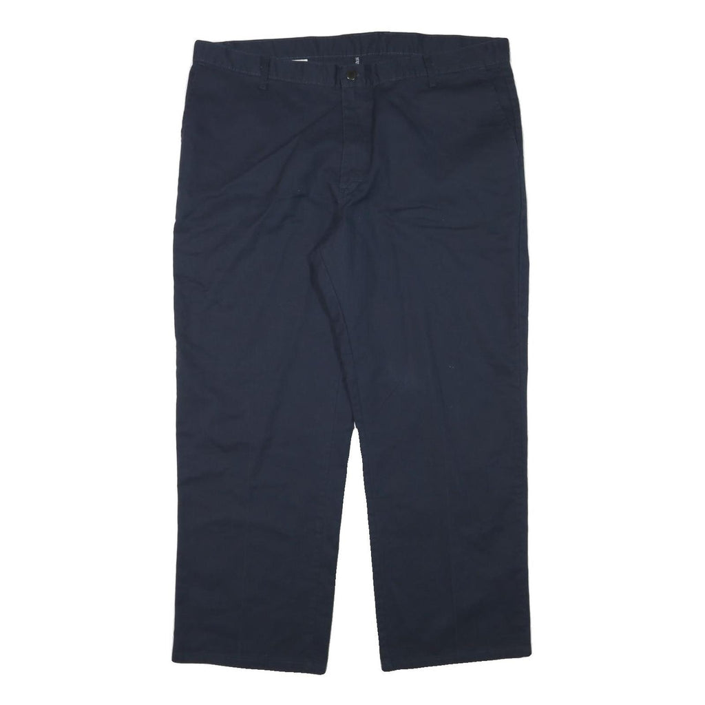 DICKIES Mens Navy Cotton Blend Regular Fit Straight Leg Trousers W42 L29