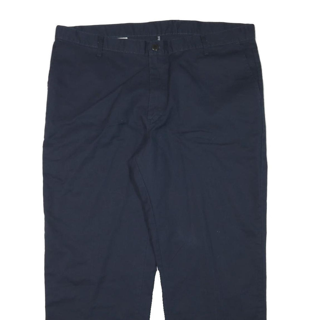 DICKIES Mens Navy Cotton Blend Regular Fit Straight Leg Trousers W42 L29