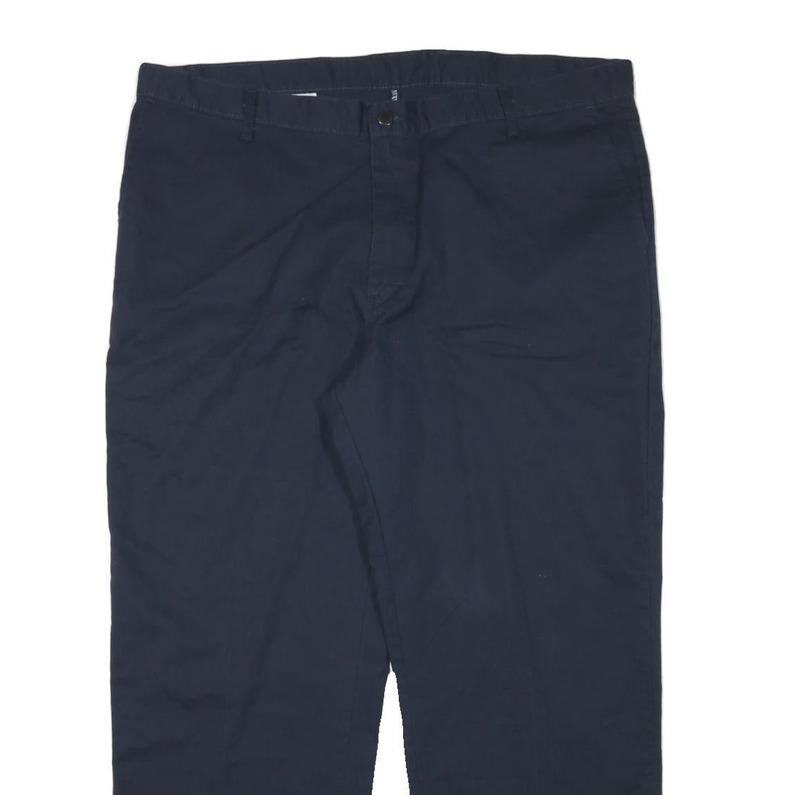 DICKIES Mens Navy Cotton Blend Regular Fit Straight Leg Trousers W42 L29