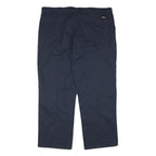 DICKIES Mens Navy Cotton Blend Regular Fit Straight Leg Trousers W42 L29