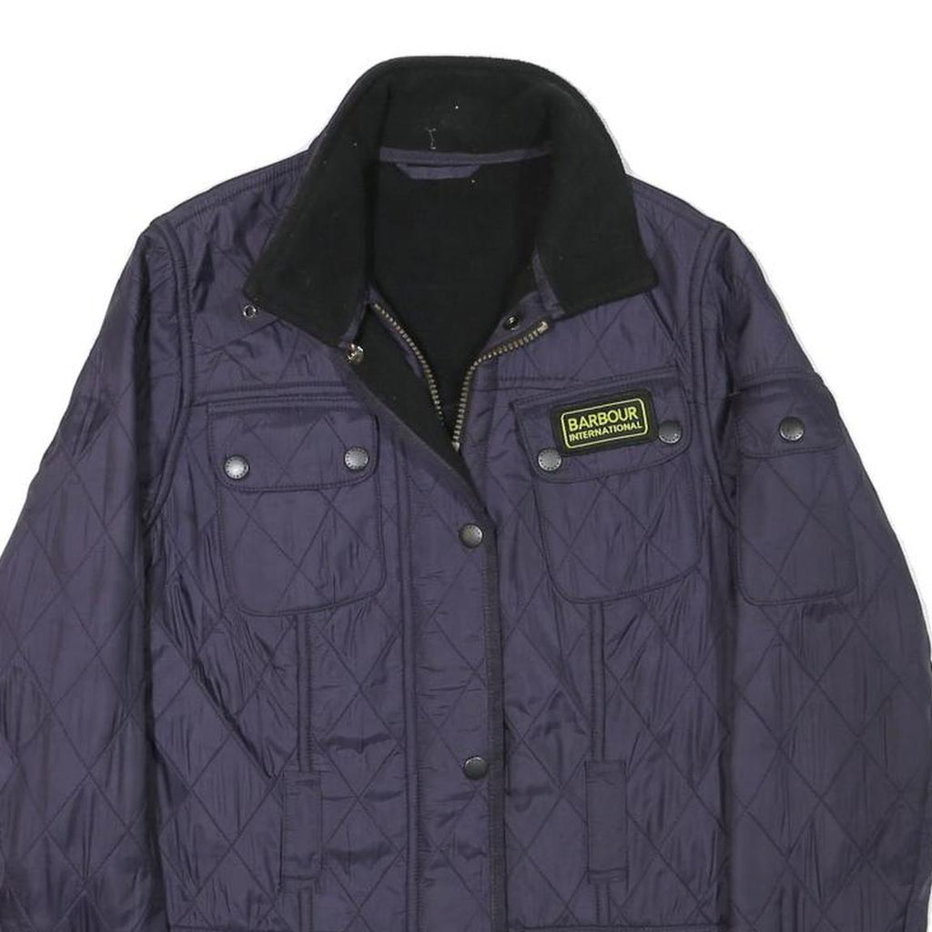 BARBOUR INTERNATIONAL Womens Navy Blue Quilted Jacket UK 6 Polyester Blend Zip