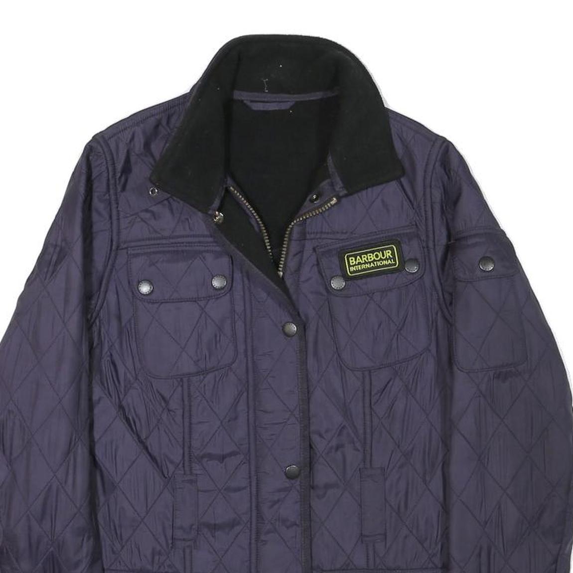 BARBOUR INTERNATIONAL Womens Navy Blue Quilted Jacket UK 6 Polyester Blend Zip