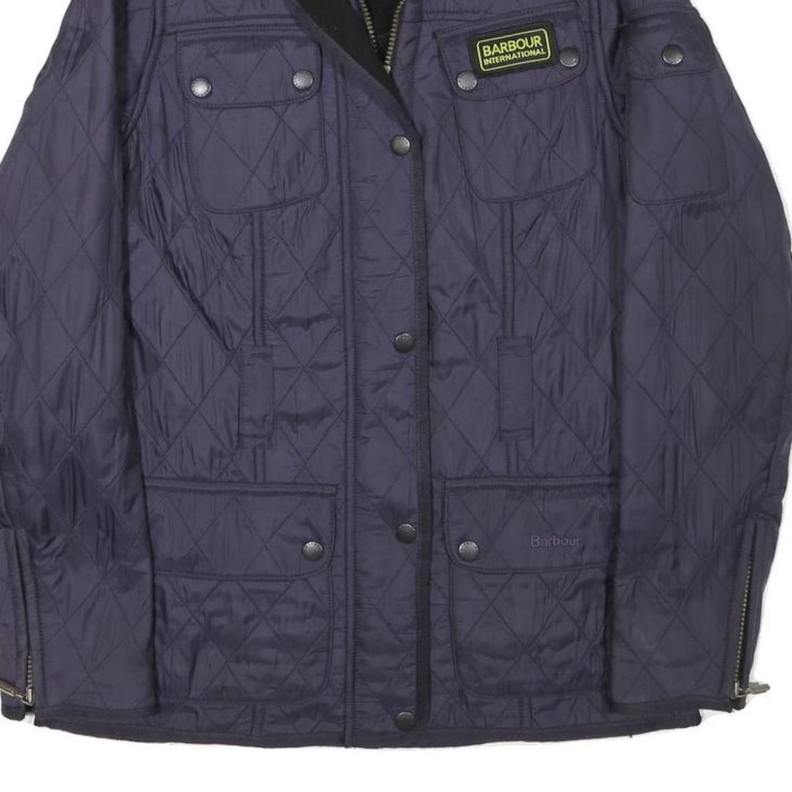 BARBOUR INTERNATIONAL Womens Navy Blue Quilted Jacket UK 6 Polyester Blend Zip