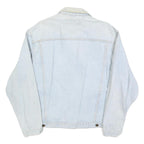 AUTHENTIC CLOTHING Mens Light Blue Denim Jacket L Cotton Button Plain Classic